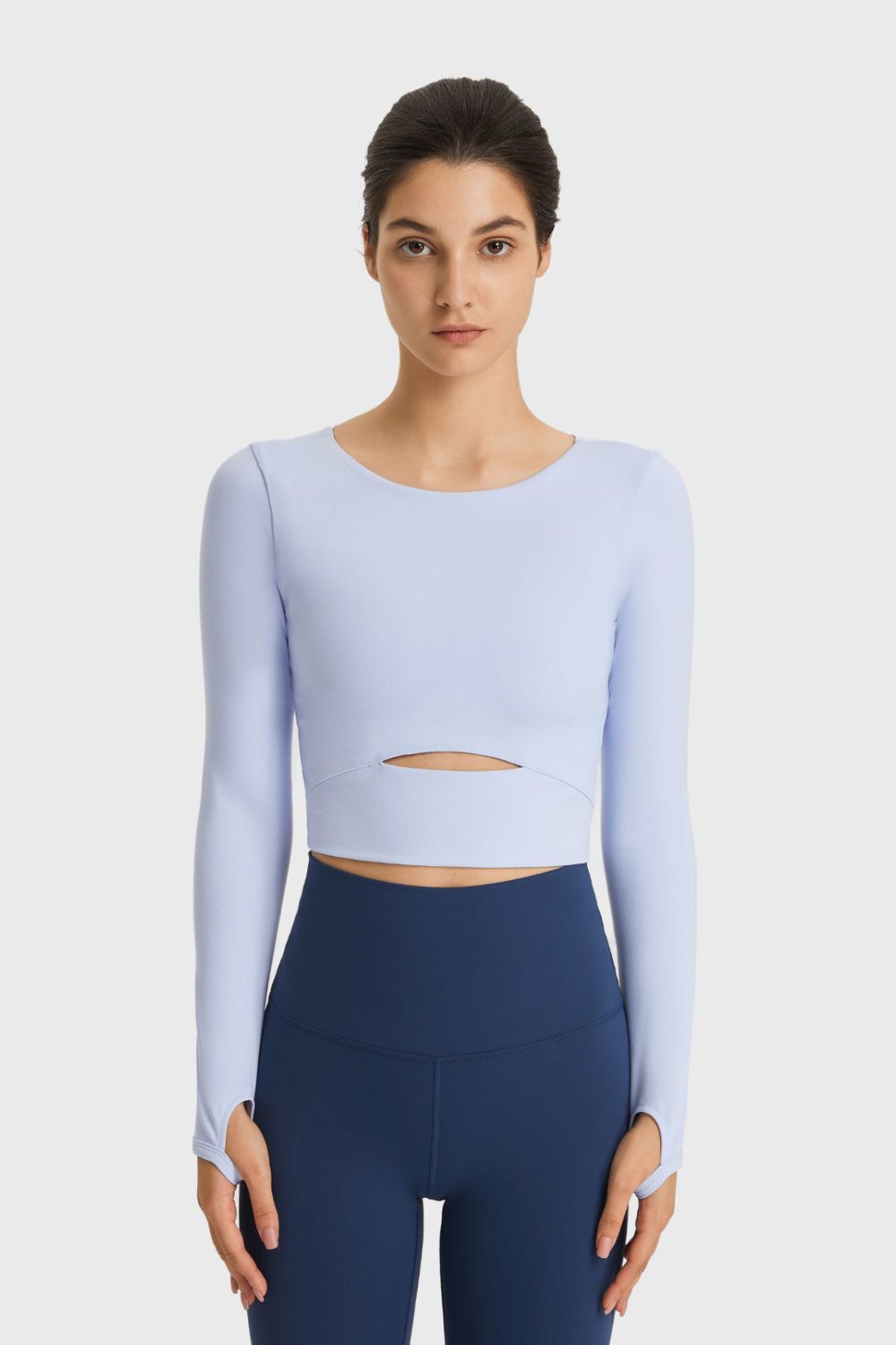 Cutout Long Sleeve Cropped Sports Top