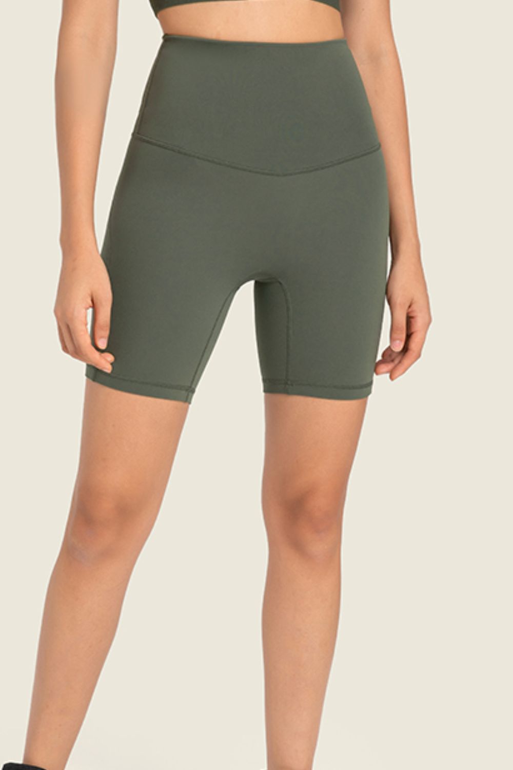 Seamless High-Rise Wide Waistband Biker Shorts