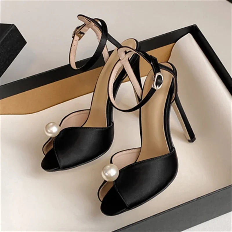 Eilyken Sexy String Bead Open Toe Sandals Woman Ankle Buckle Strap Stiletto Heels Party Prom Shoes Summer Pumps Zapatos Mujer